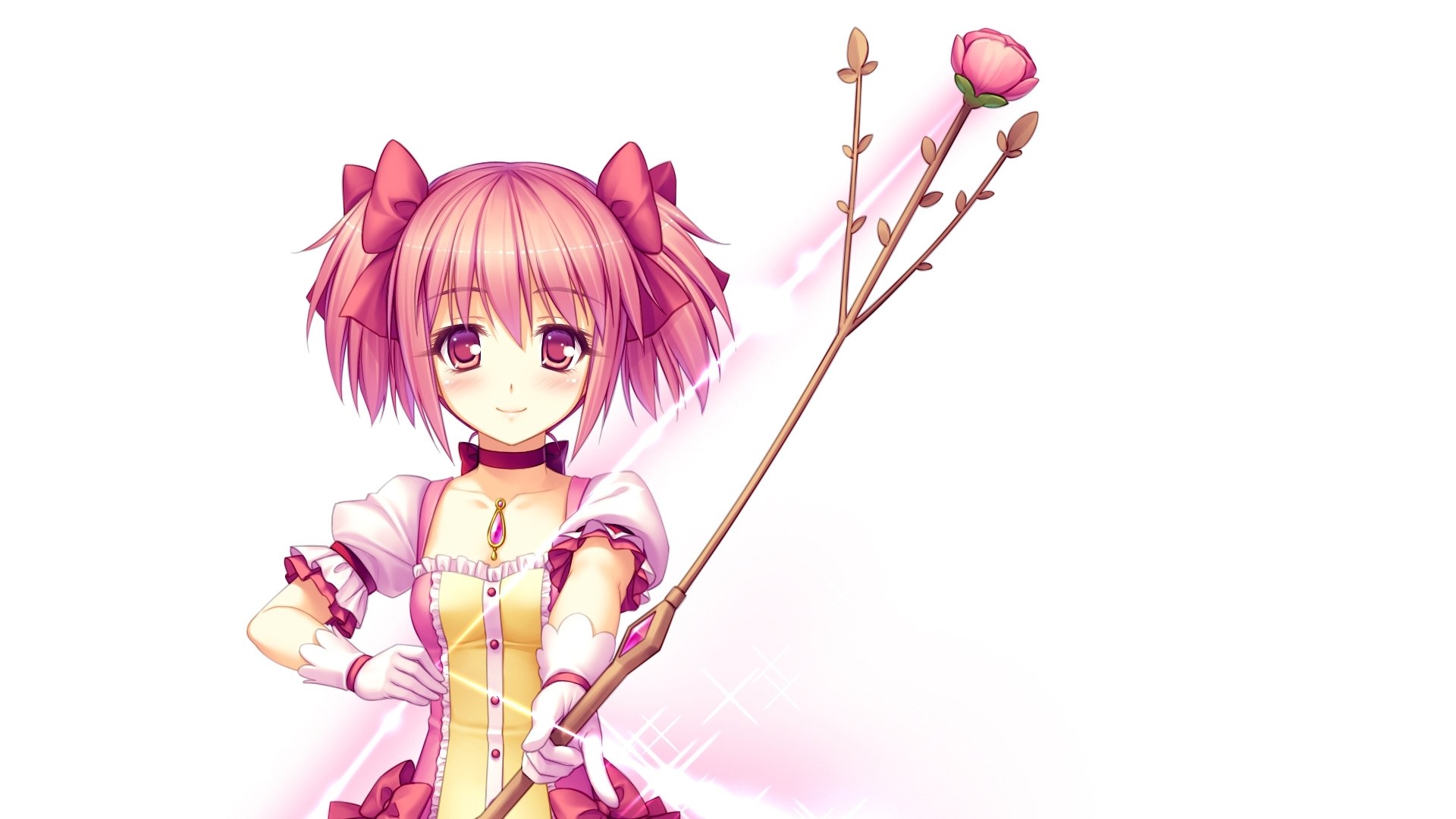 pink-haired girl with staff