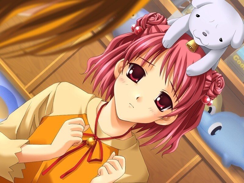 Pink-haired Girl with Stuffed Animal — Pink