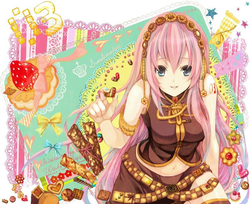 Pink-haired girl with sweets