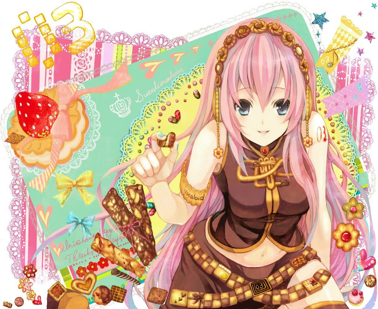 Pink-haired girl with sweets