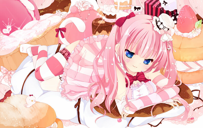 Pink-haired Girl with Sweets — Pink, Sweet