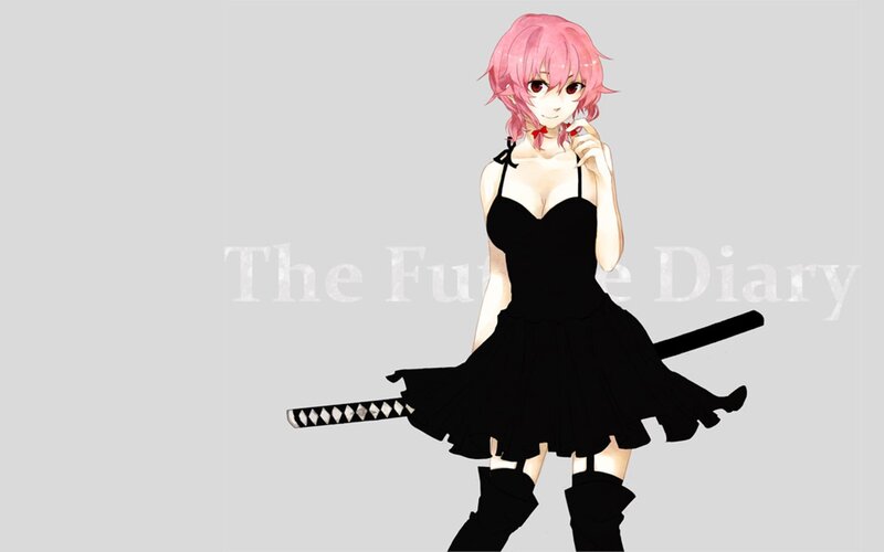 Pink-haired Girl with Sword — Black, Neutral