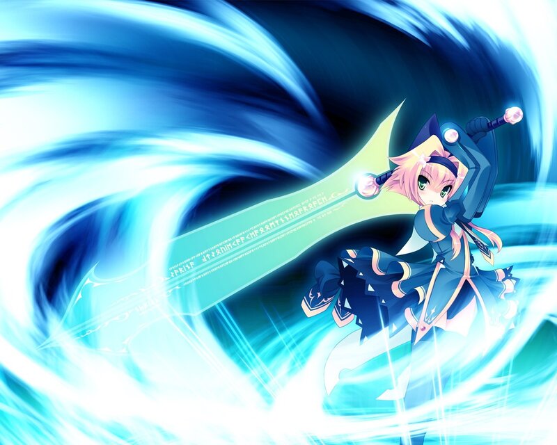 Pink-haired Girl with Sword — Blue