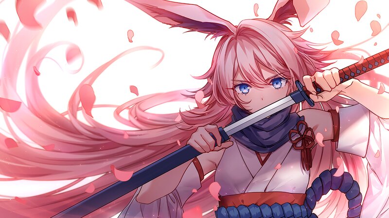 Pink-haired Girl with Sword — Pink, Dramatic, Spring