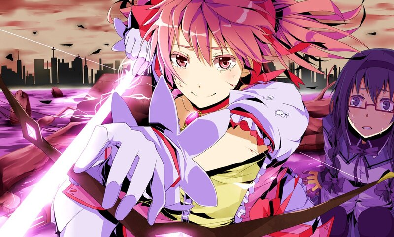 Pink-haired Girl with Sword — Pink, Dramatic, Sunset