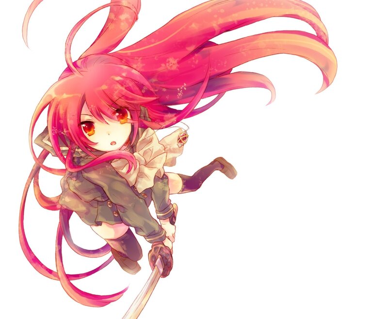 Pink-haired Girl with Sword — Pink, Dynamic, Anime, Long Hair
