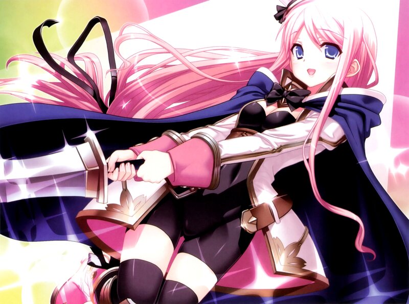 Pink-haired Girl with Sword — Pink, Dynamic, Anime