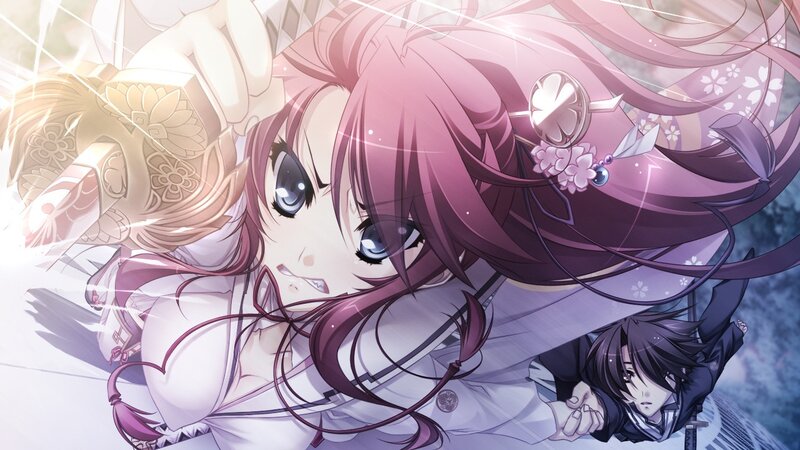 Pink-haired Girl with Sword — Purple, Dramatic, Anime, Hair Ornament