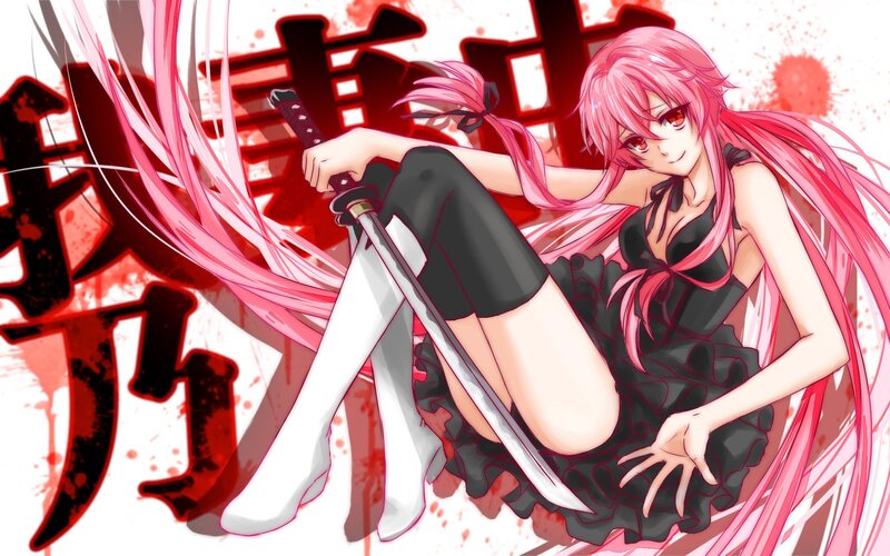 Pink-haired Girl with Sword — Red, Dramatic, Anime, Blood Splatter