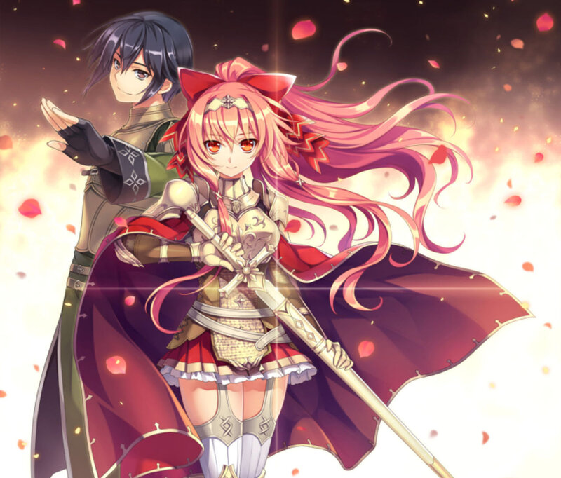 Pink-haired Girl with Sword — Red, Dramatic, Anime, Cape