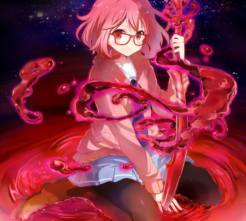 Pink-haired Girl with Sword — Red, Dramatic, Night, Anime