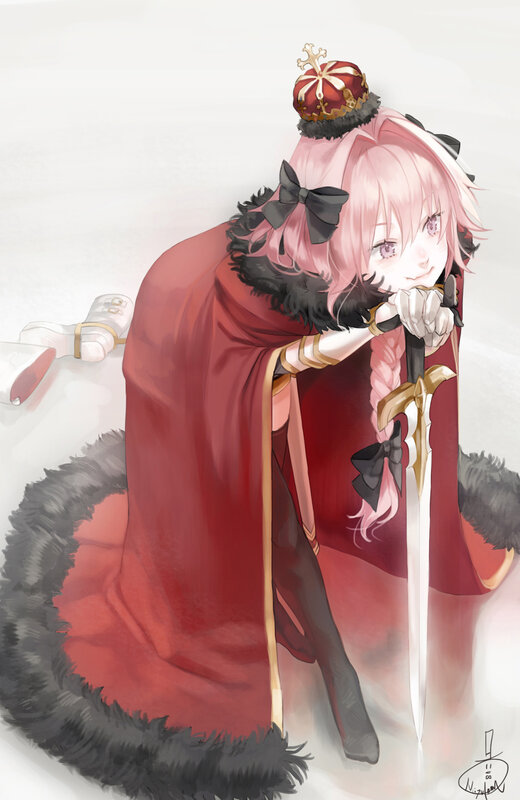 Pink-haired Girl with Sword — Red, Dramatic, Winter