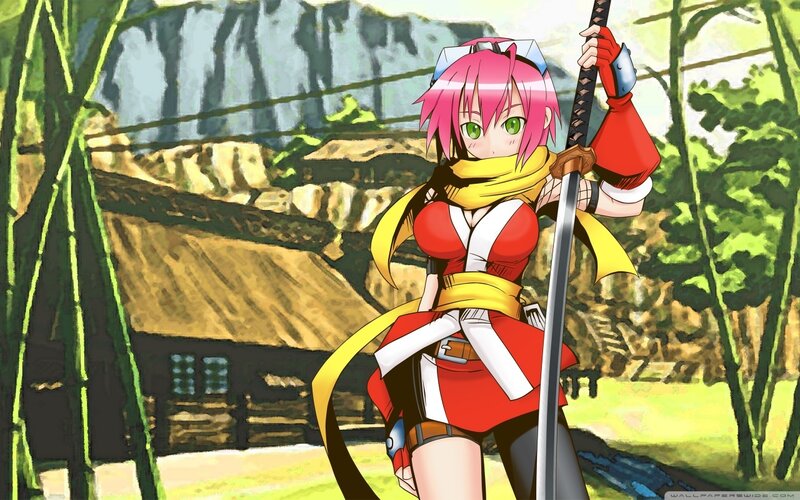 Pink-haired Girl with Sword — Red