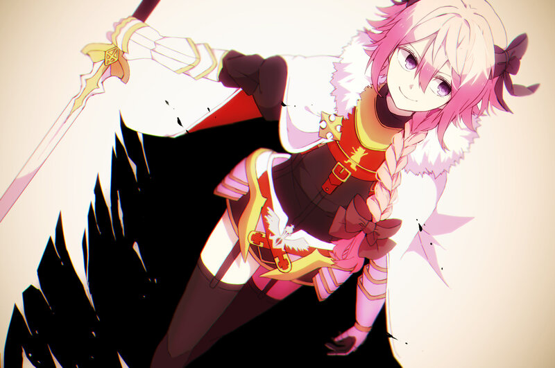 Pink-haired Girl with Sword — White, Dramatic