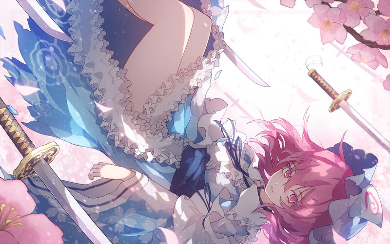 Pink-haired Girl with Swords — Pink, Dramatic, Spring