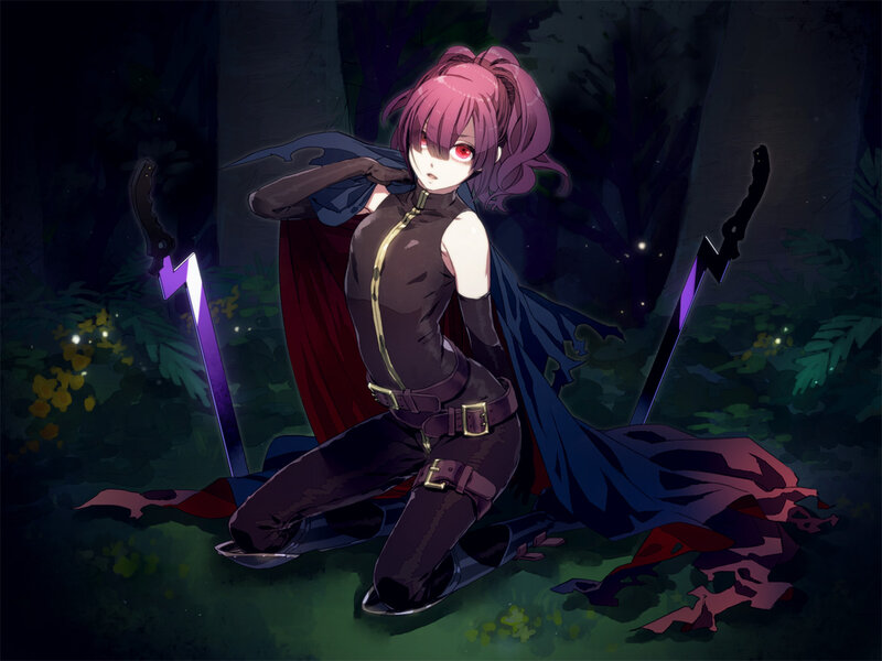 Pink-haired Girl with Swords — Purple