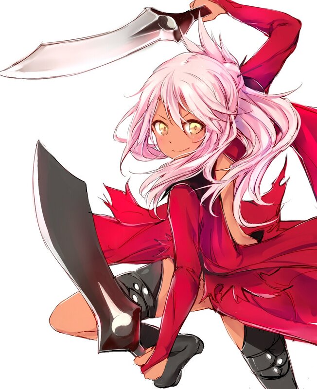 Pink-haired Girl with Swords — Red, Dynamic