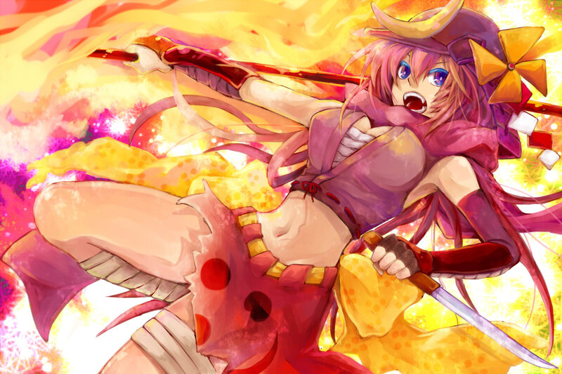 Pink-haired Girl with Swords — Yellow