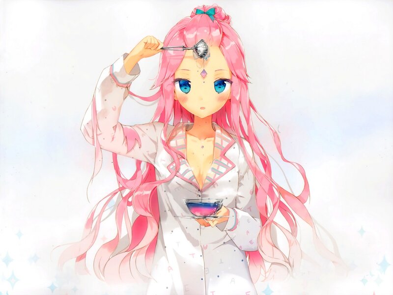Pink-haired Girl with Tea — Pink