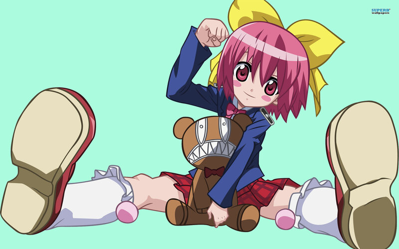 Pink-haired Girl with Teddy Bear — Pink