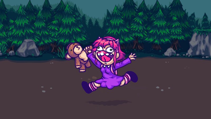 Pink-haired Girl with Teddy Bear — Purple