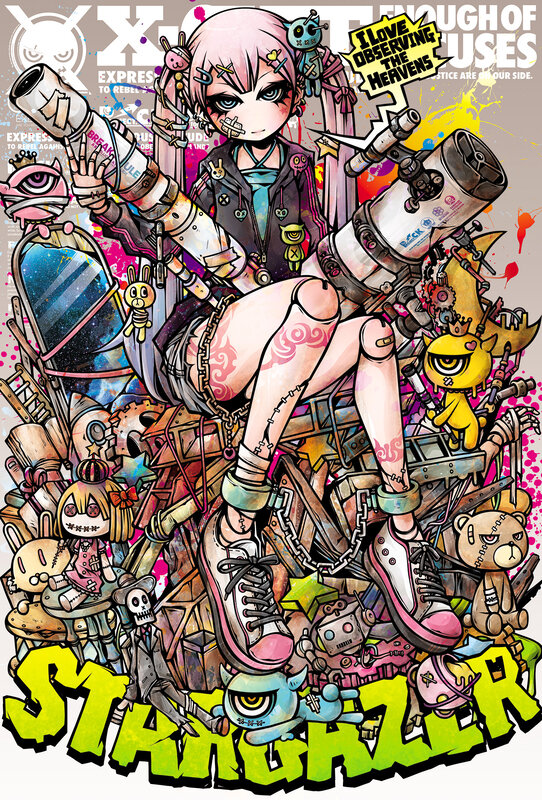Pink-haired Girl with Telescopes