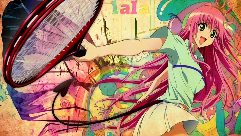 Pink-haired Girl with Tennis Racket