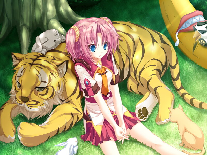 Pink-haired Girl with Tiger — Green