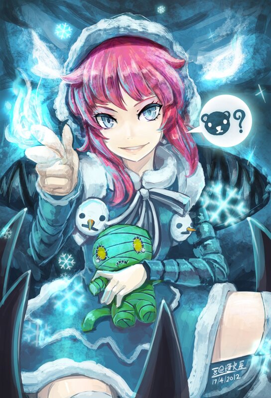 Pink-haired Girl with Toys — Blue