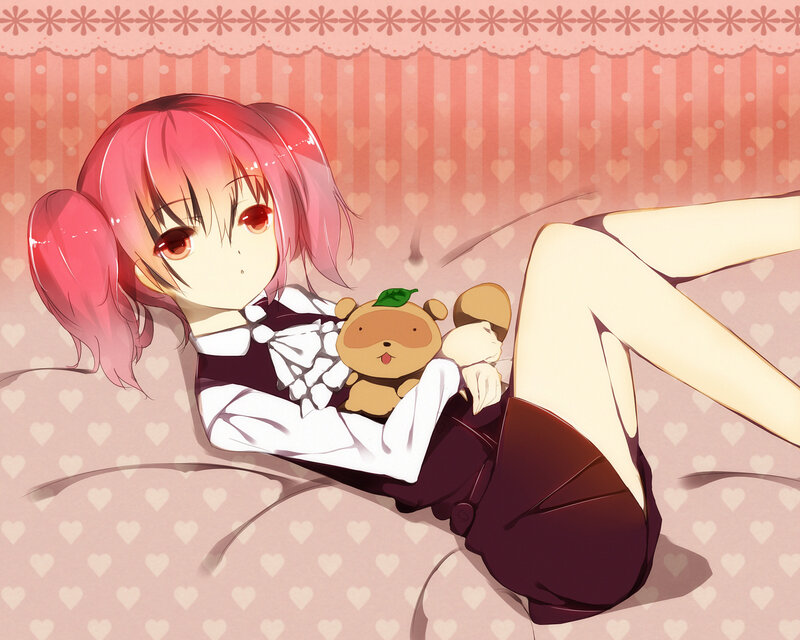 Pink-haired Girl with Toys