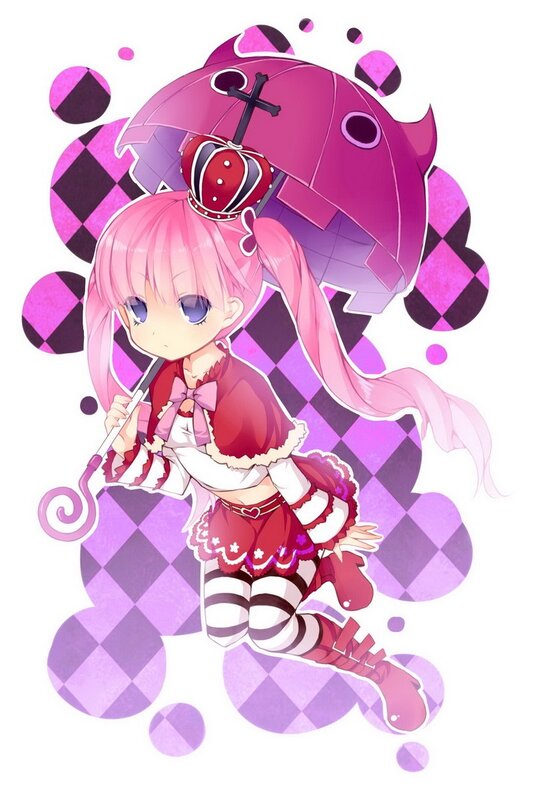 Pink-haired Girl with Umbrella — Pink, Playful, Anime, Crown