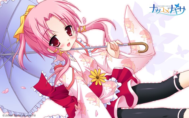 Pink-haired Girl with Umbrella — Pink, Playful, Anime