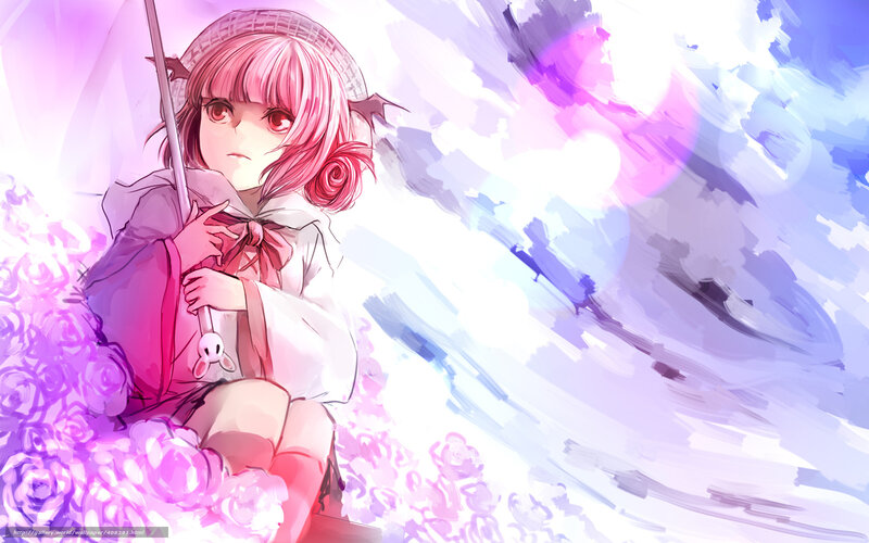 Pink-haired Girl with Umbrella — Purple, Dreamy, Anime