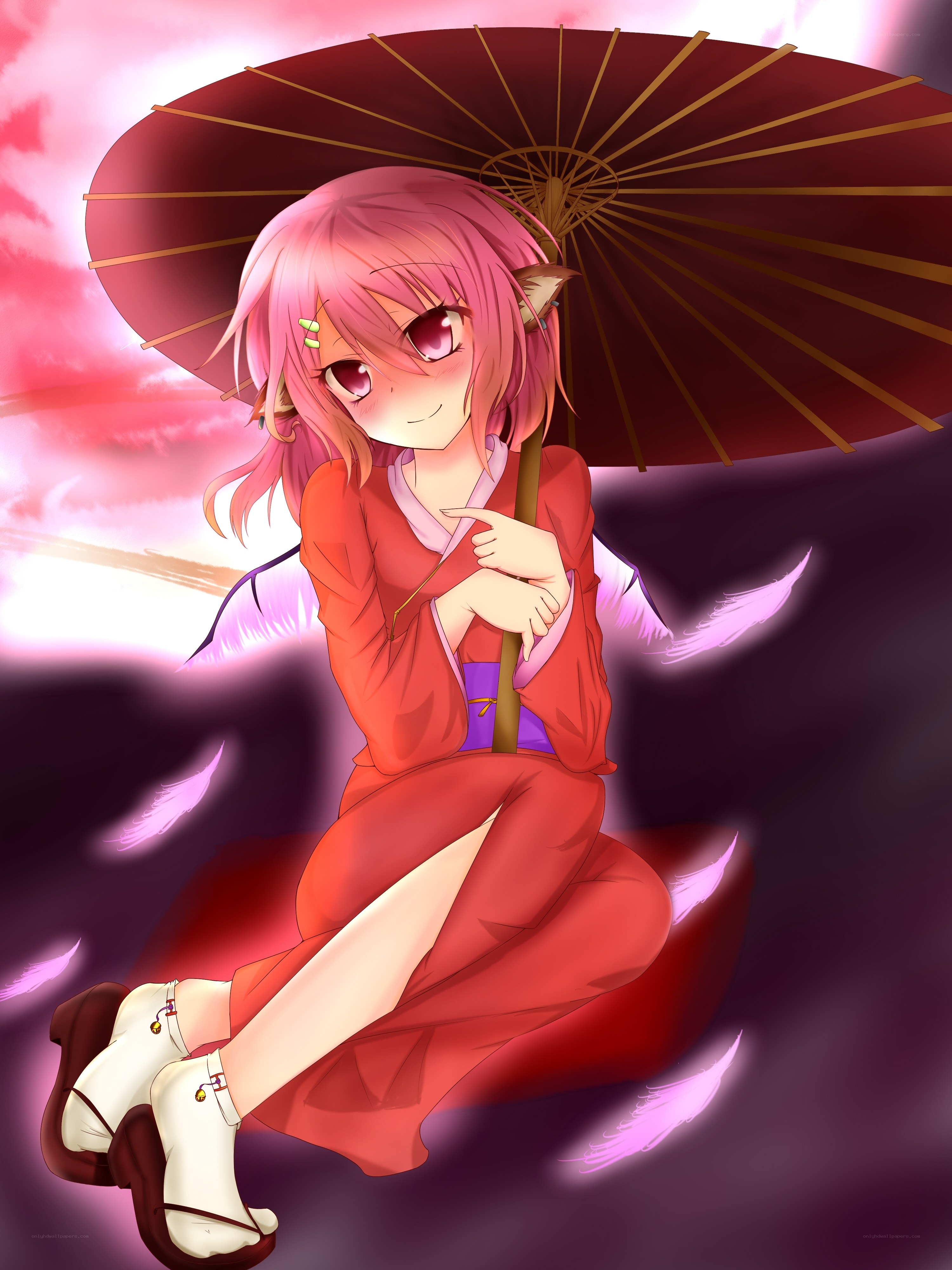 pink-haired girl with umbrella