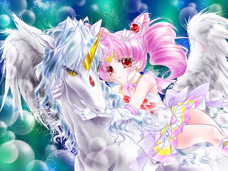 Pink-haired Girl with Unicorn — Pink, Magical
