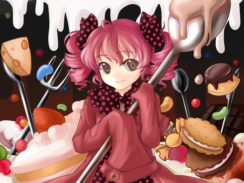 Pink-haired Girl with Utensils