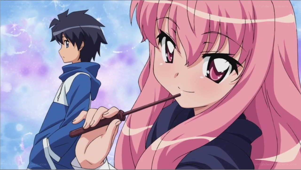 pink-haired girl with wand