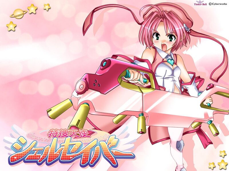 Pink-haired girl with weapon