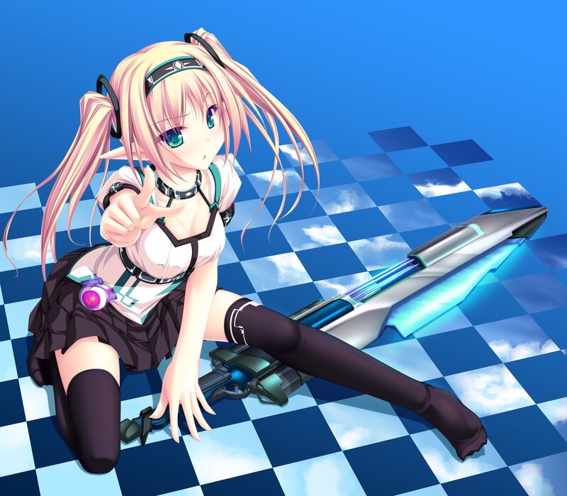 Pink-haired Girl with Weapon — Blue