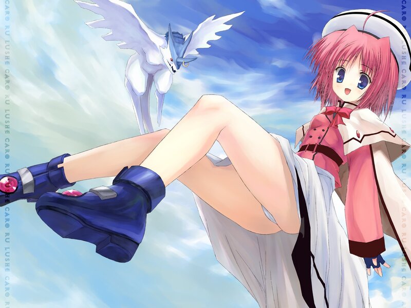 pink-haired girl with white bird