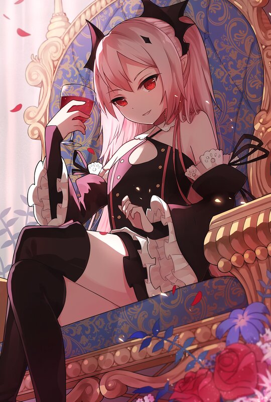 Pink-haired Girl with Wine
