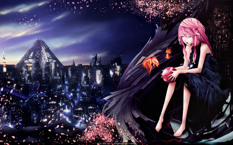 Pink-haired Girl with Wings — Black