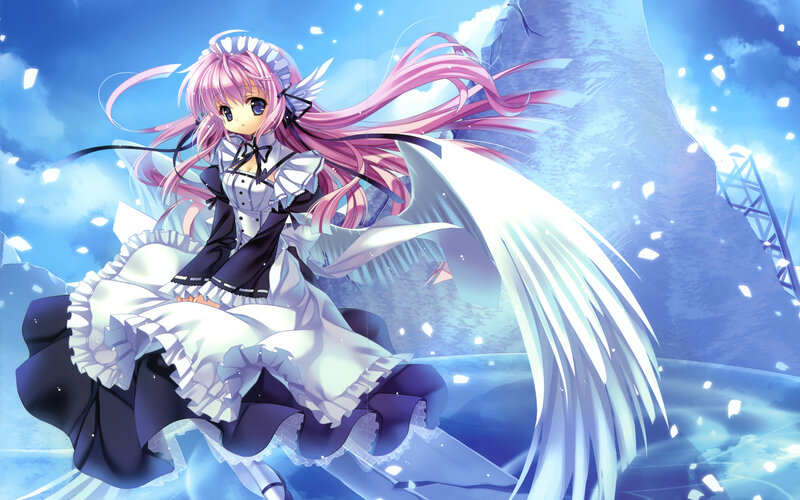 Pink-haired Girl with Wings — Blue, Dramatic