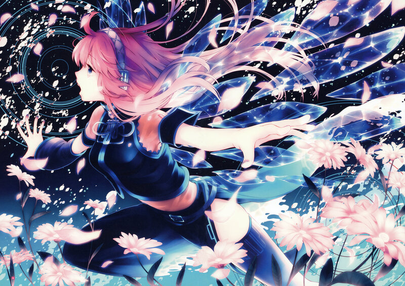 Pink-haired Girl with Wings — Blue, Dreamy