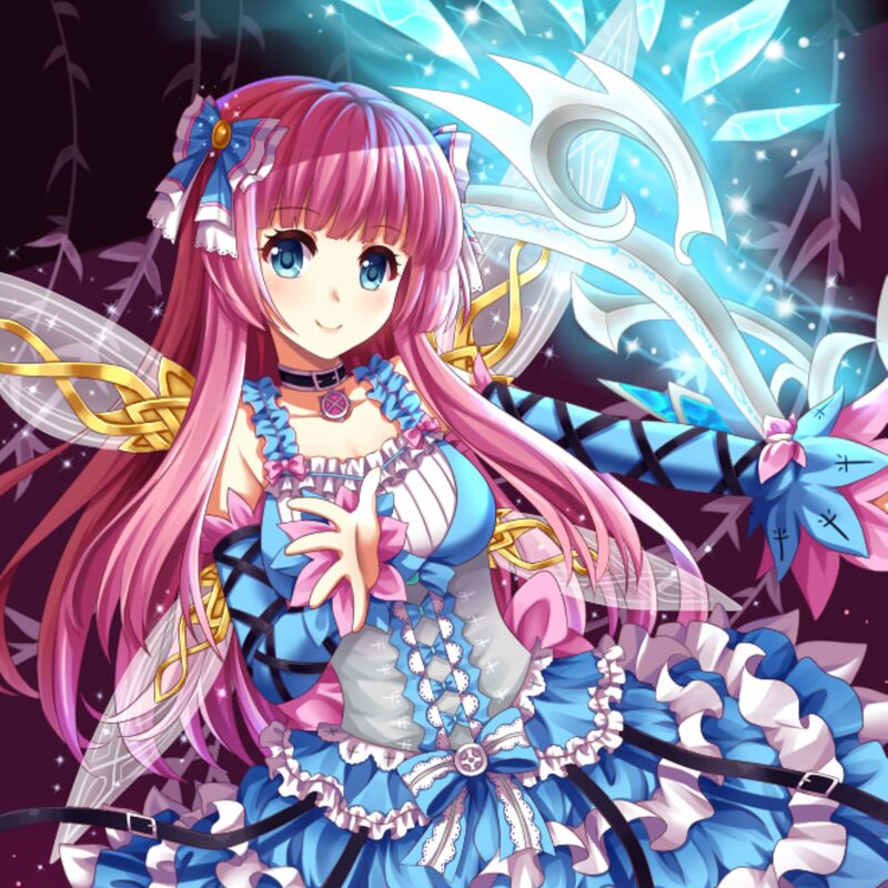 Pink-haired Girl with Wings — Blue, Fantasy