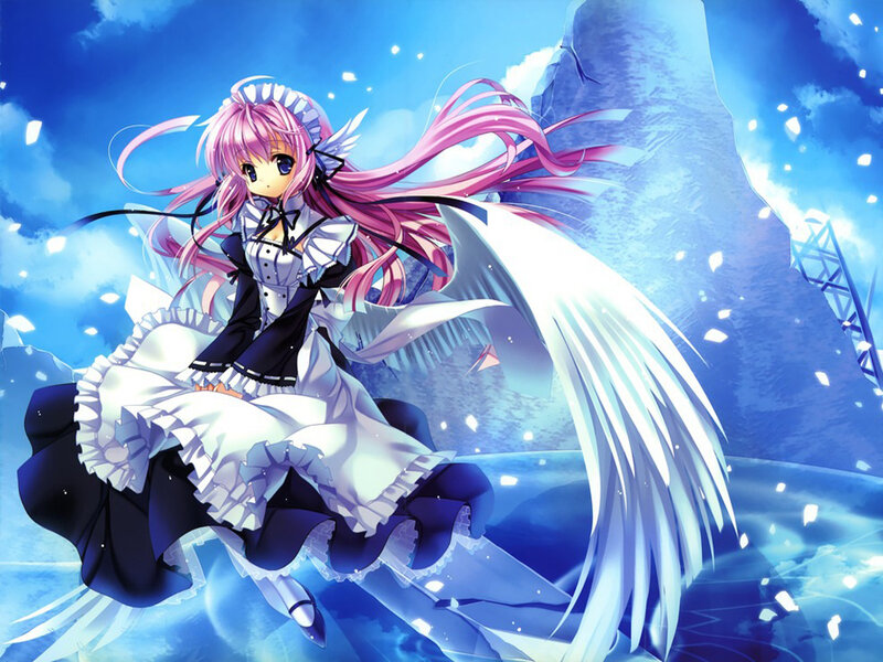 Pink-haired Girl with Wings — Blue