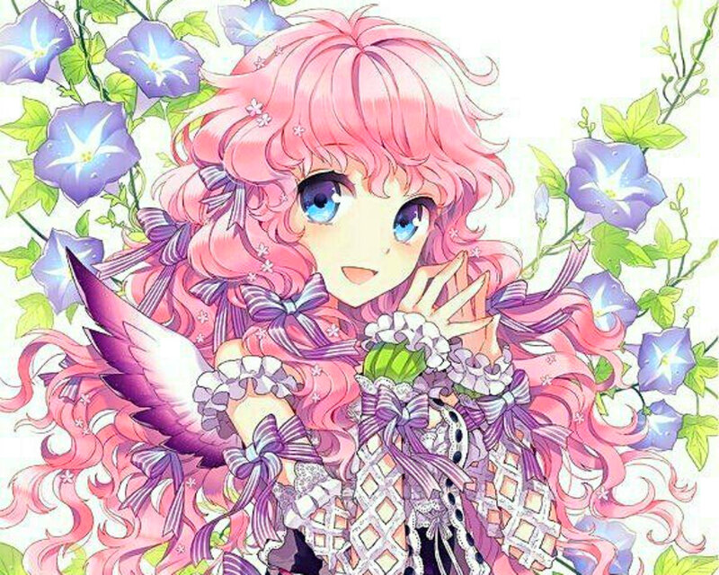 Pink-haired Girl with Wings — Pink, Cheerful