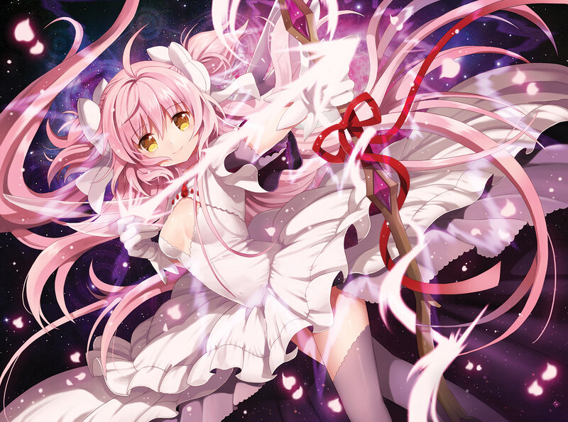 Pink-haired Girl with Wings — Pink, Dramatic, Night, Anime