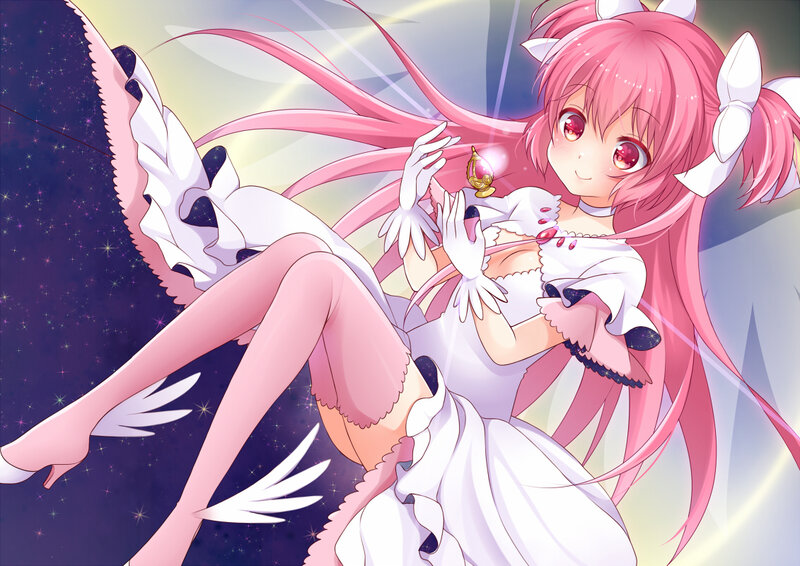 Pink-haired Girl with Wings — Pink, Dreamy, Night, Anime