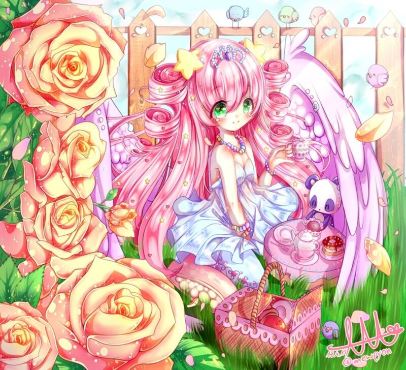 Pink-haired Girl with Wings — Pink, Whimsical